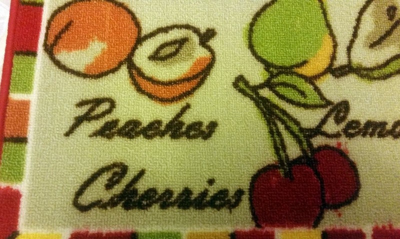 PRINTED NYLON KITCHEN RUG (non skid latex back) (18" x 30") 8 FRUITS, rec. by KE gallery