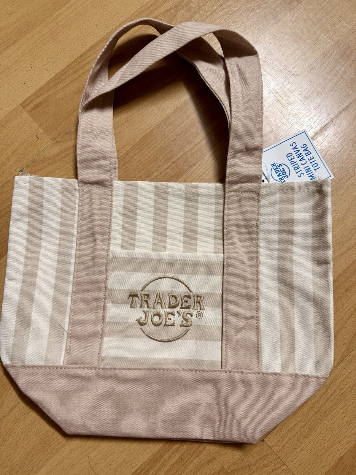 Trader Joe’s Mini Pastel Beige Stripe Canvas Tote Bag gallery