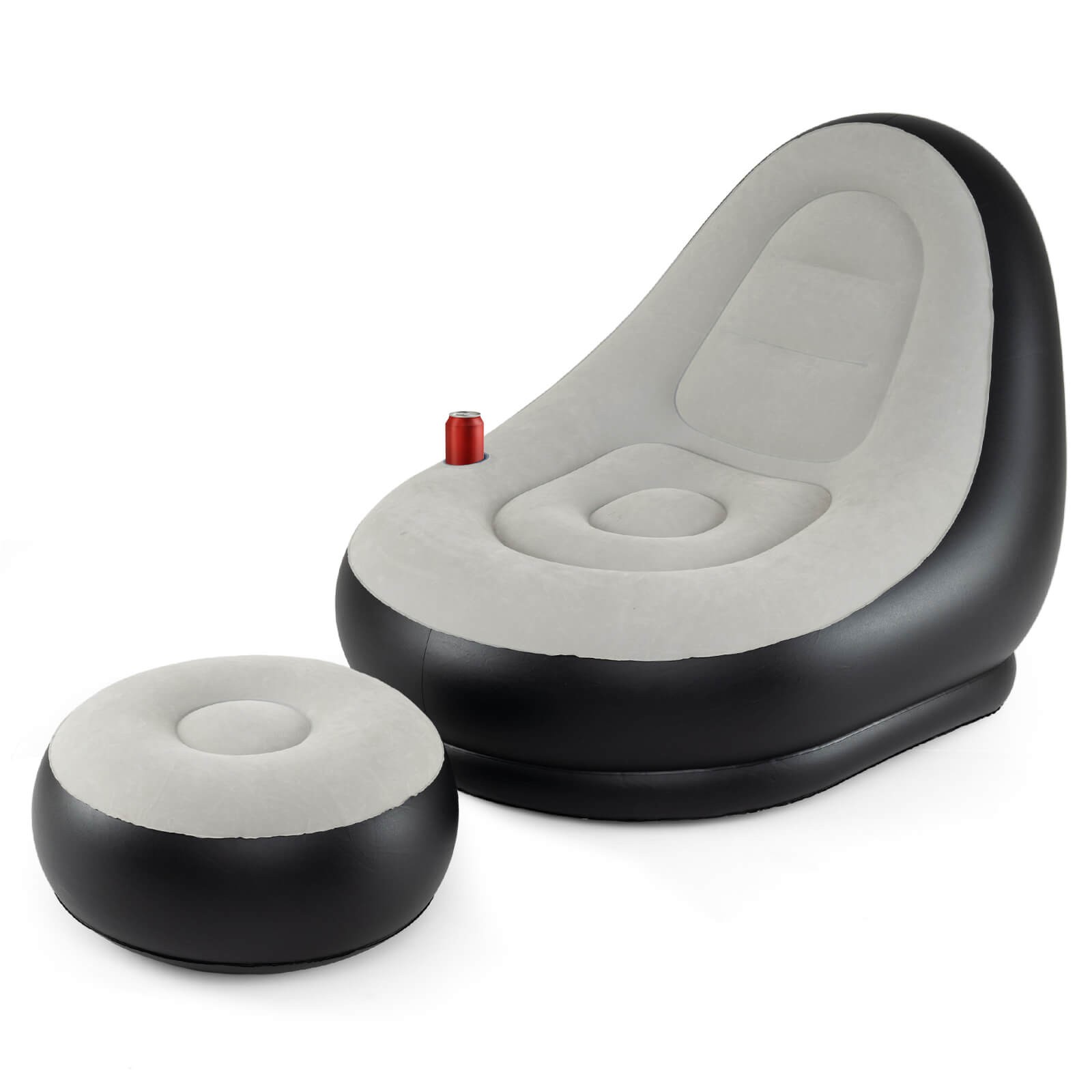 Inflatable Lounge Sofa w/Ottoman, Portable Air Sofa for Adults w/Flocked Surface gallery