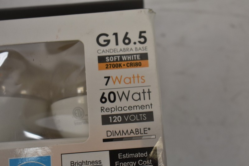 Sunlite LED G16 Globe Light Bulb 7W Dimmable Candelabra E12 Vanity Clear 3 Pack gallery