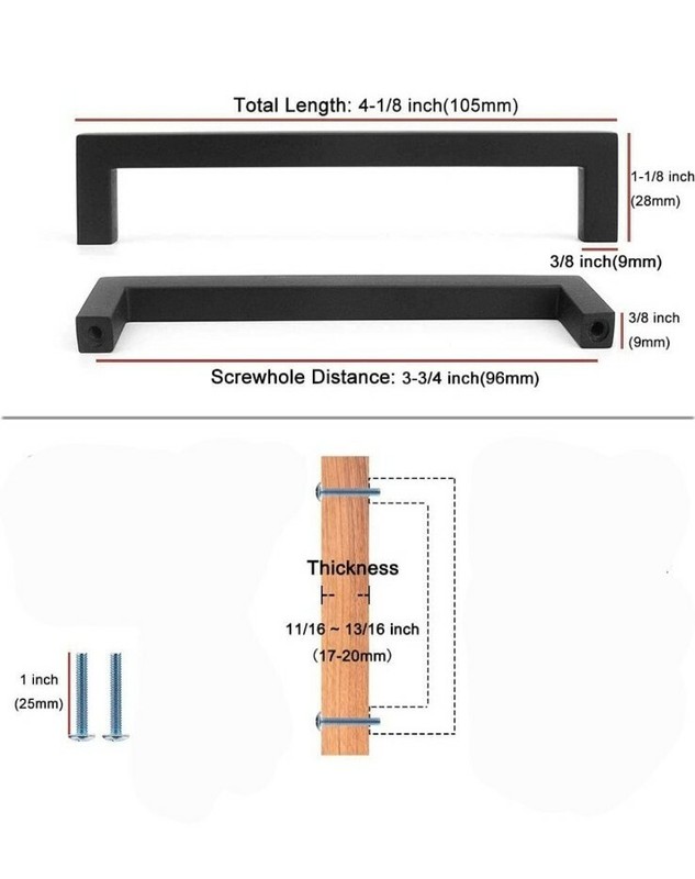 14 PACK Square Bar Cabinet Hardware Black Furniture Pull, 3.3/4Inch/96mm Centers gallery