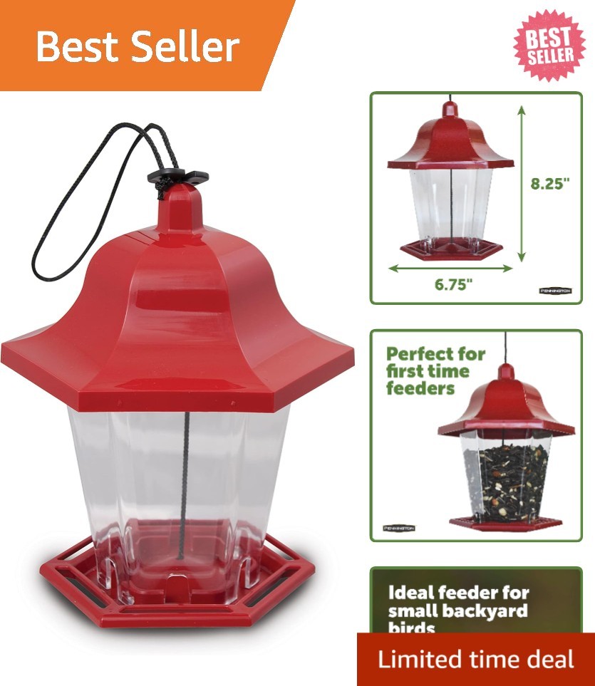 Efficient Seed Distribution Songbird Lantern Feeder – Red, Easy to Hang, 2 Pack gallery