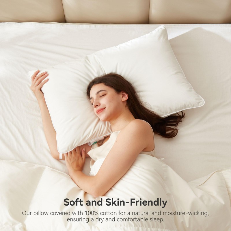 Saisier Goose Feather Down Pillows Standard Size Set of 1, Soft Pillows with ... gallery