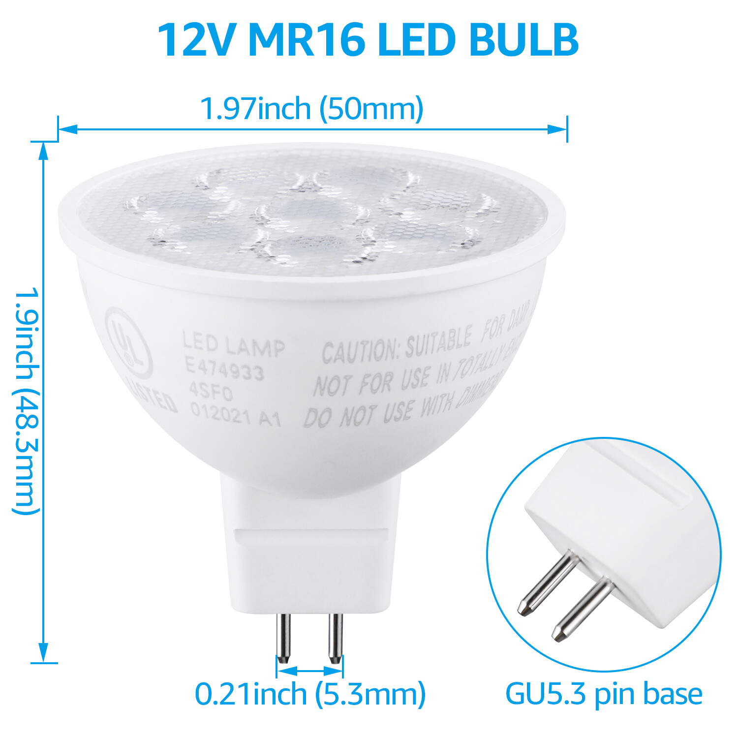 12-Pack 6.5W MR16 LED Bulb, GU5.3 Base Spotlight Lamp Bulb, 3000K Warm White gallery