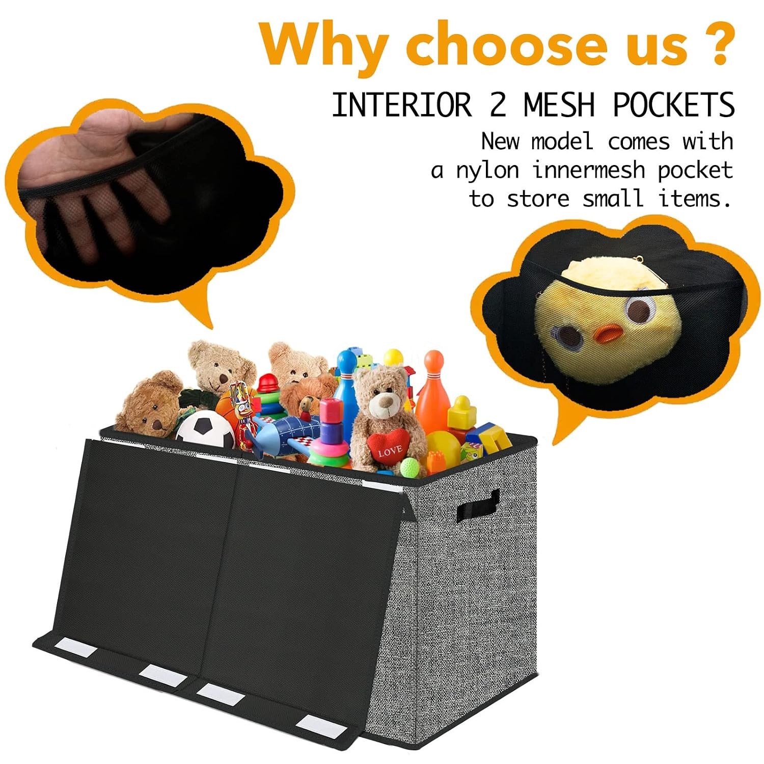 Large Toy Storage Box Organizer, Collapsible Kids Toys Boxes Chest Container gallery