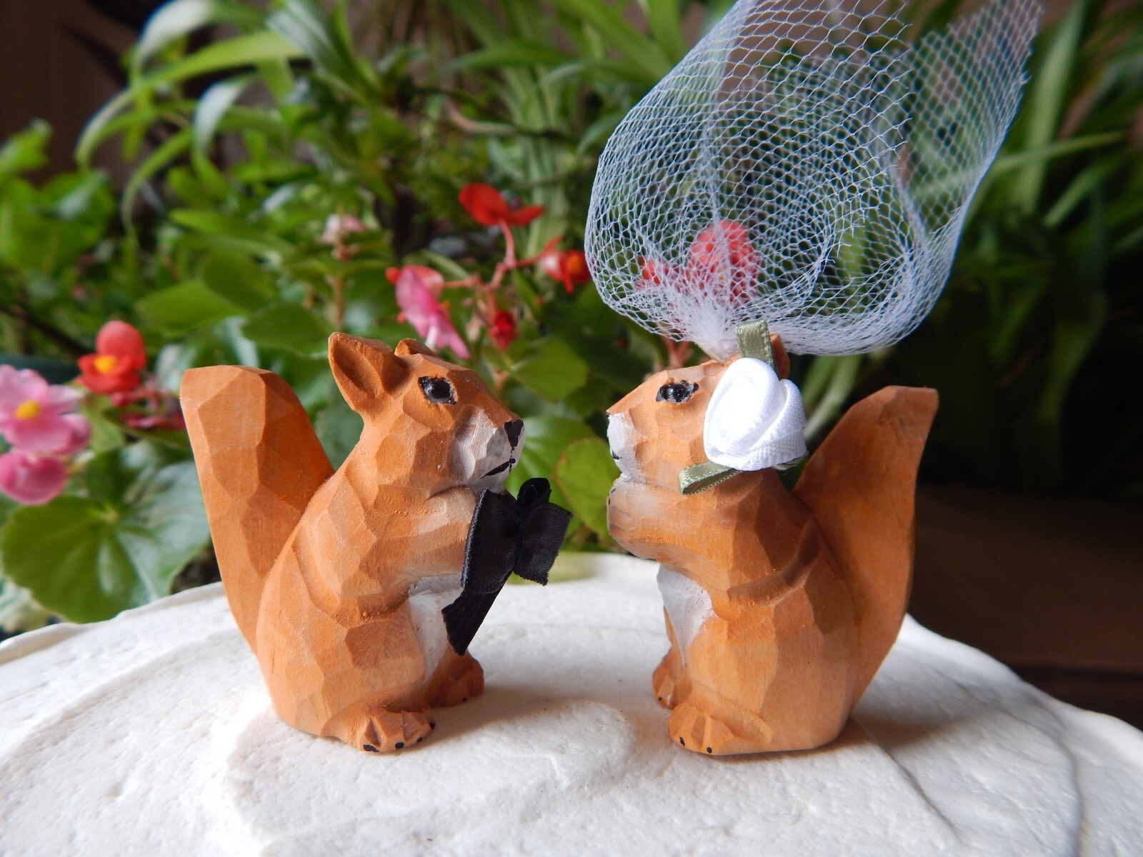 Squirrel Figures Cake Topper Bride Groom Love Wedding Engagement Wood Statue gallery