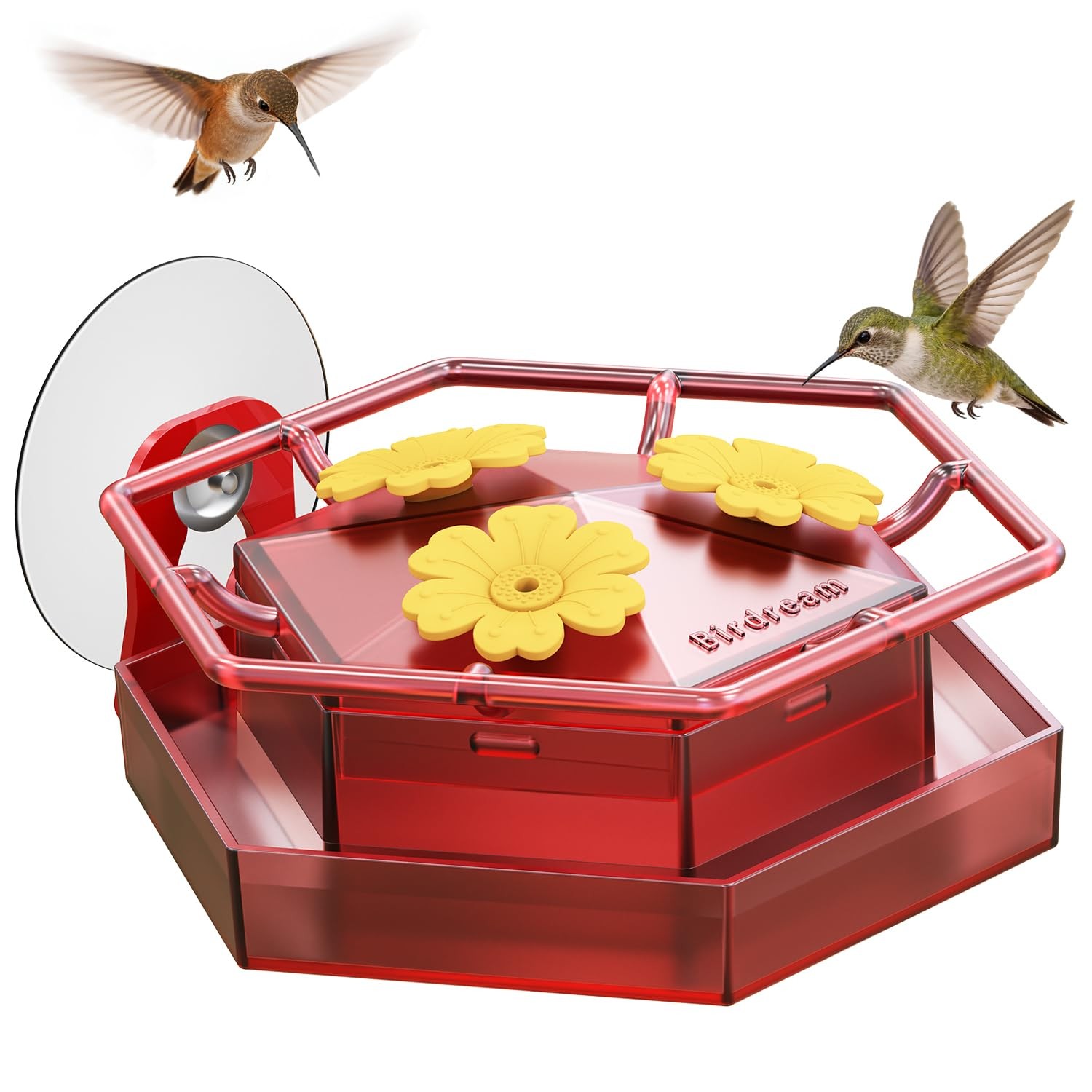 Birdream Window Hummingbird Feeders for Outdoors, 1 Pack, Red gallery
