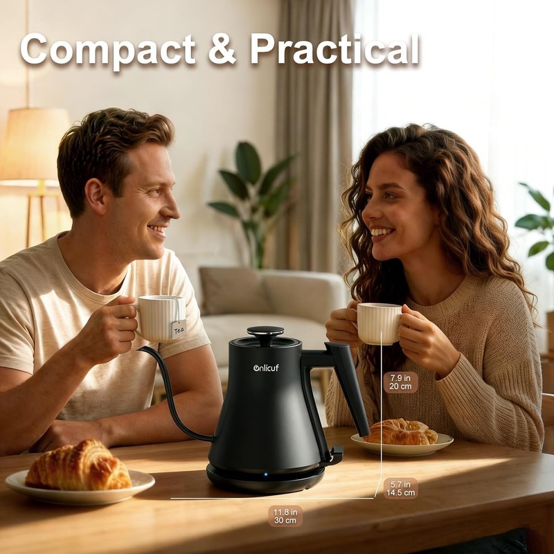 Sleek 1000W Gooseneck Electric Kettle - 0.8L Leak-Proof Design for Tea & Coffee gallery