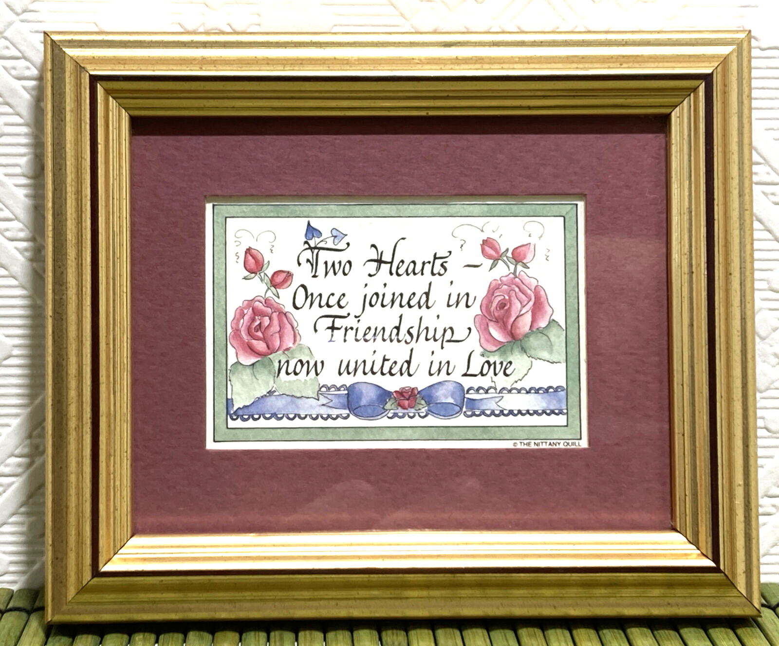 Vintage The Nittany Quill Calligraphy Artwork Two Hearts Once Joined gallery