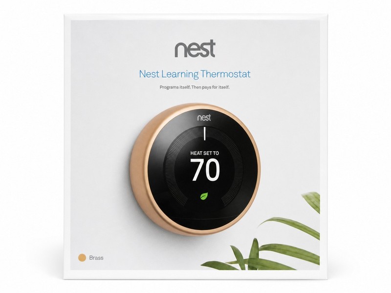 Google Nest 3rd Generation Learning Thermostat - Brass - Sealed gallery