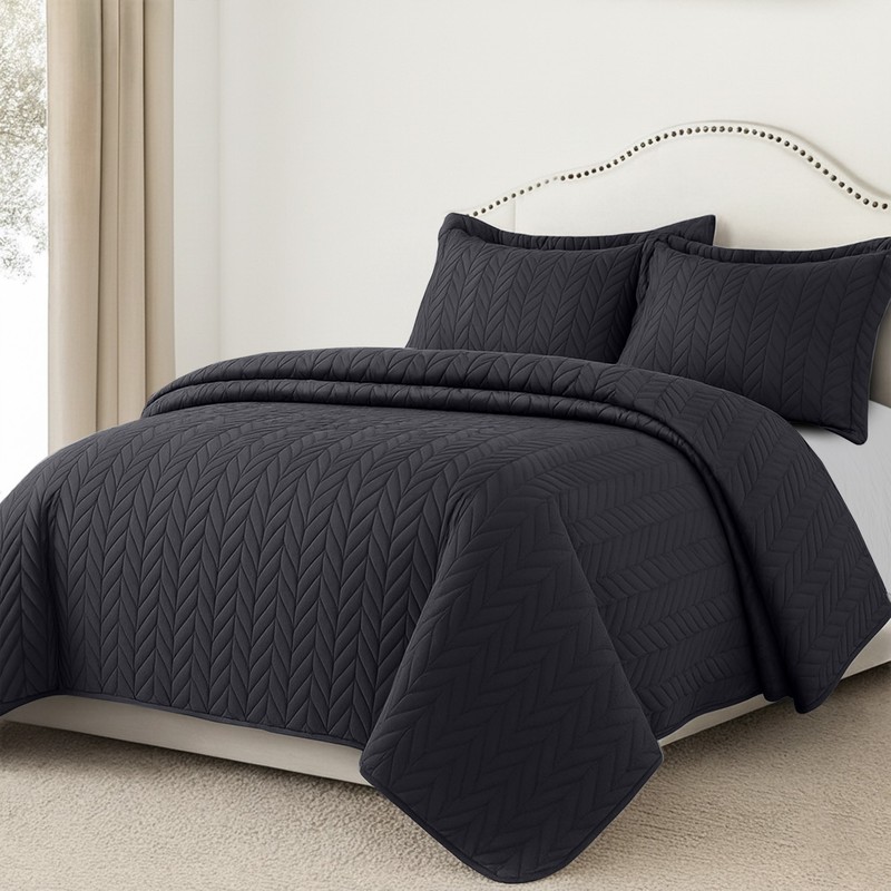 King Size Quilt Bedspread Set Throw Light Weight Quilted Coverlet Bedding Set US gallery