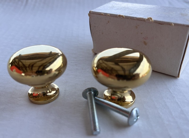 10 Pair (20) Italian Made Solid Polished Brass Mushroom Knobs OMP Porto Sri 8/32 gallery