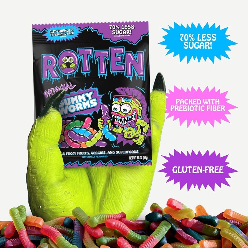 Rotten Original Gummy Worms - Low Sugar, Low Calorie, 7g Gut-Friendly - 1.8 oz gallery