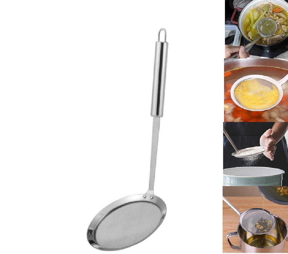 Fine Mesh Skimmer Spoon 304 Stainless Steel Hot Pot Fat Strainer for Oil Filter gallery
