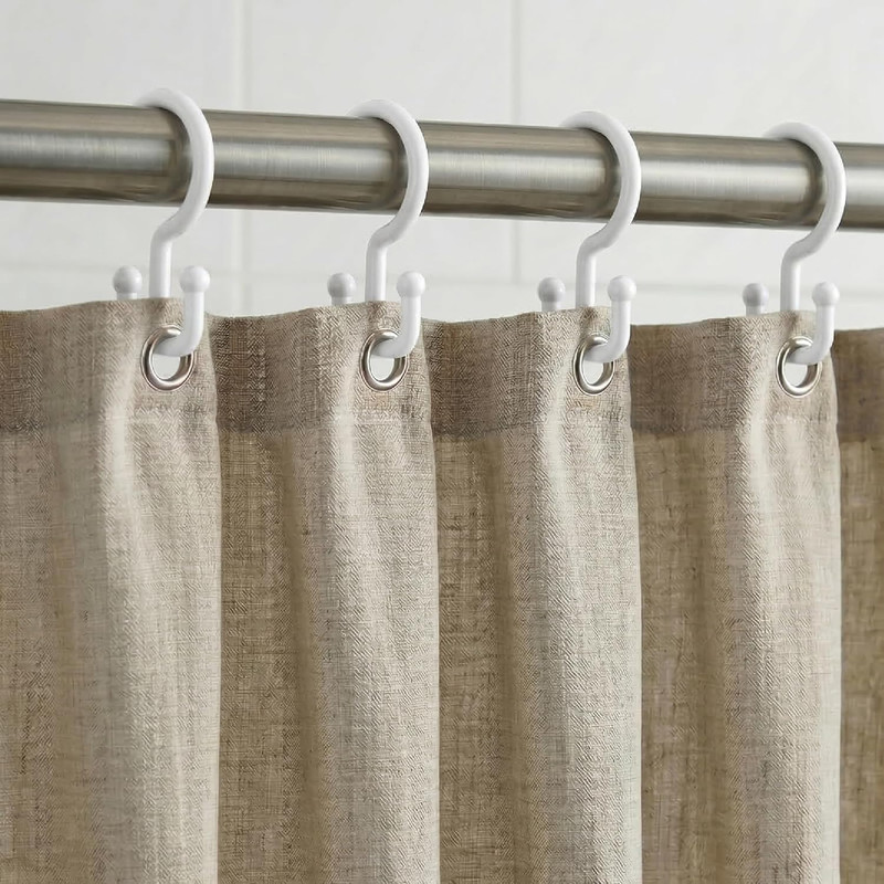 Plastic Double Shower Curtain Hooks,12Pcs Bathroom Shower Curtain Hooks, Smooth gallery