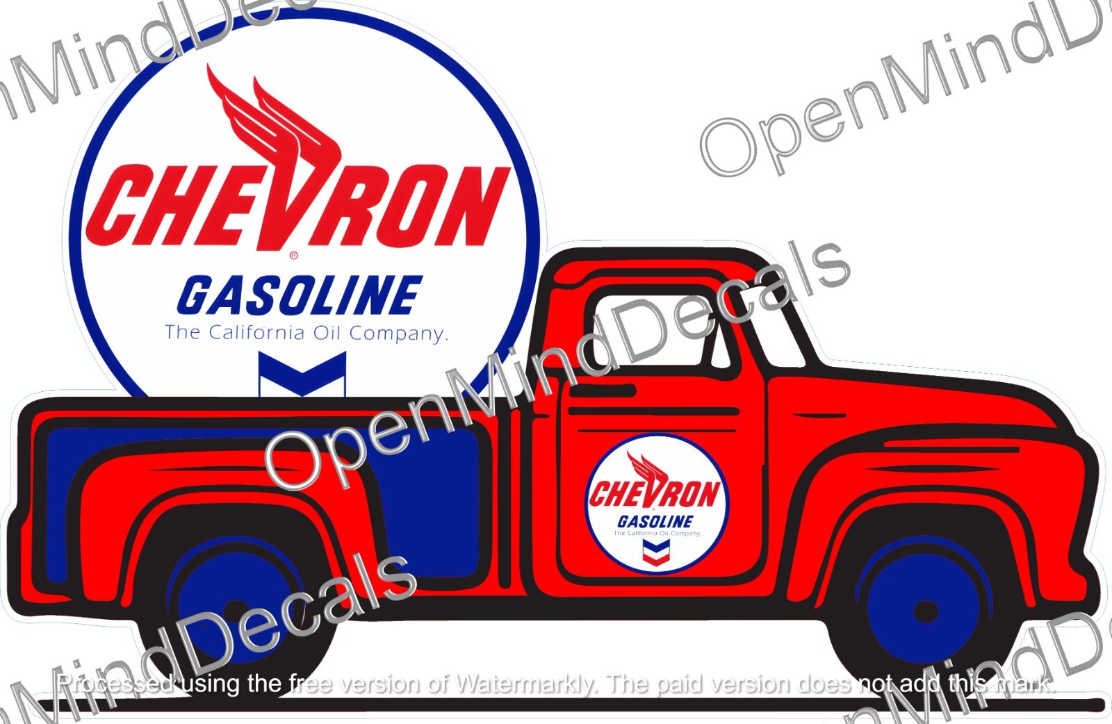 Chevron Gasoline Retro Pick Up Color Vinyl Sticker Waterproof gallery
