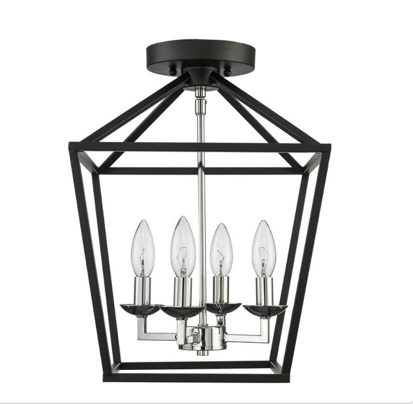 Home Decorators Collection Weyburn 4-Light Black/Chrome Semi-Flush Mount Light gallery