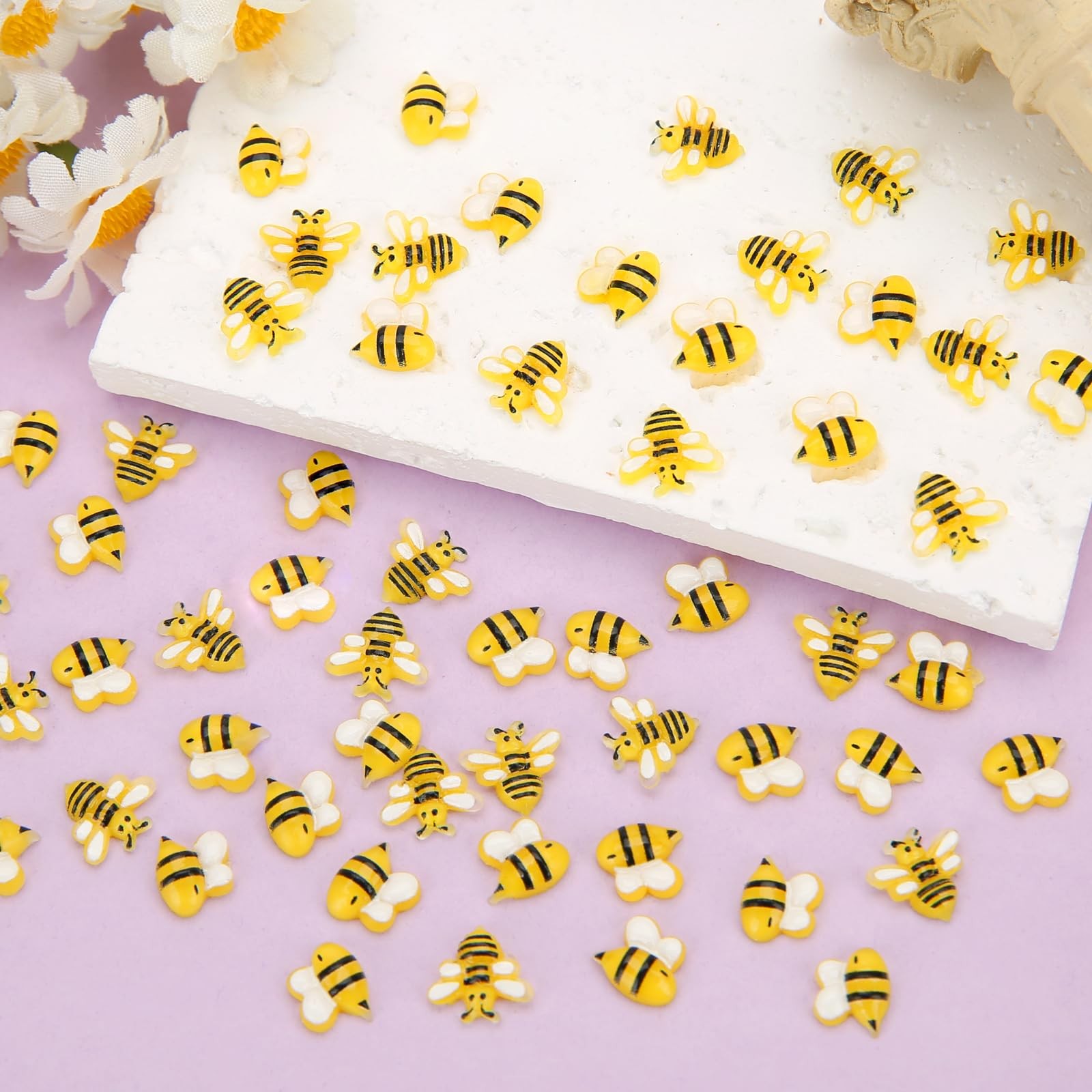 300 Pcs Mini Resin Bees Decor for Crafts, Cute Tiny Bee Animals Figurines for... gallery