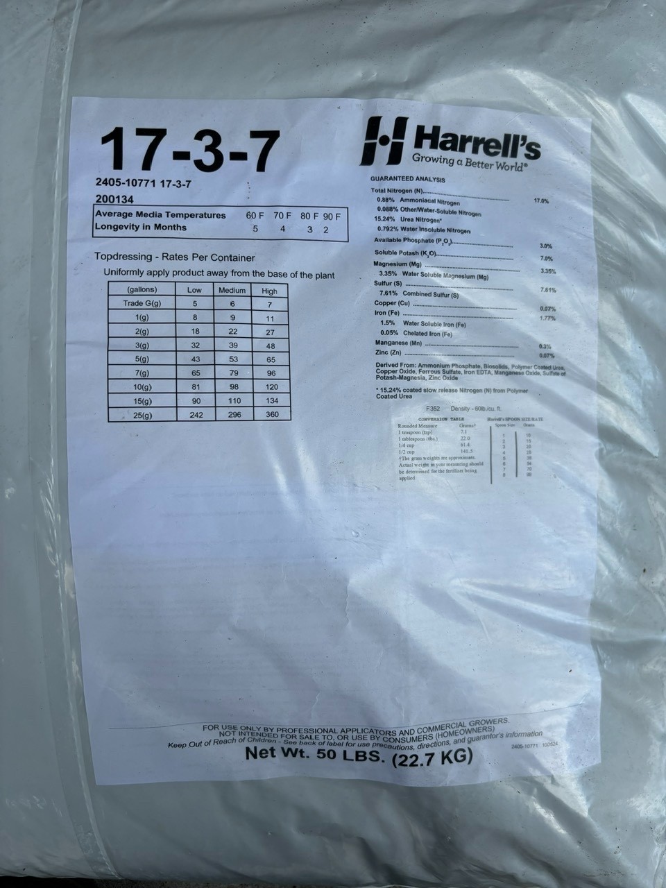 Harrell's Fertilizer- 17-3-7- 10lbs gallery