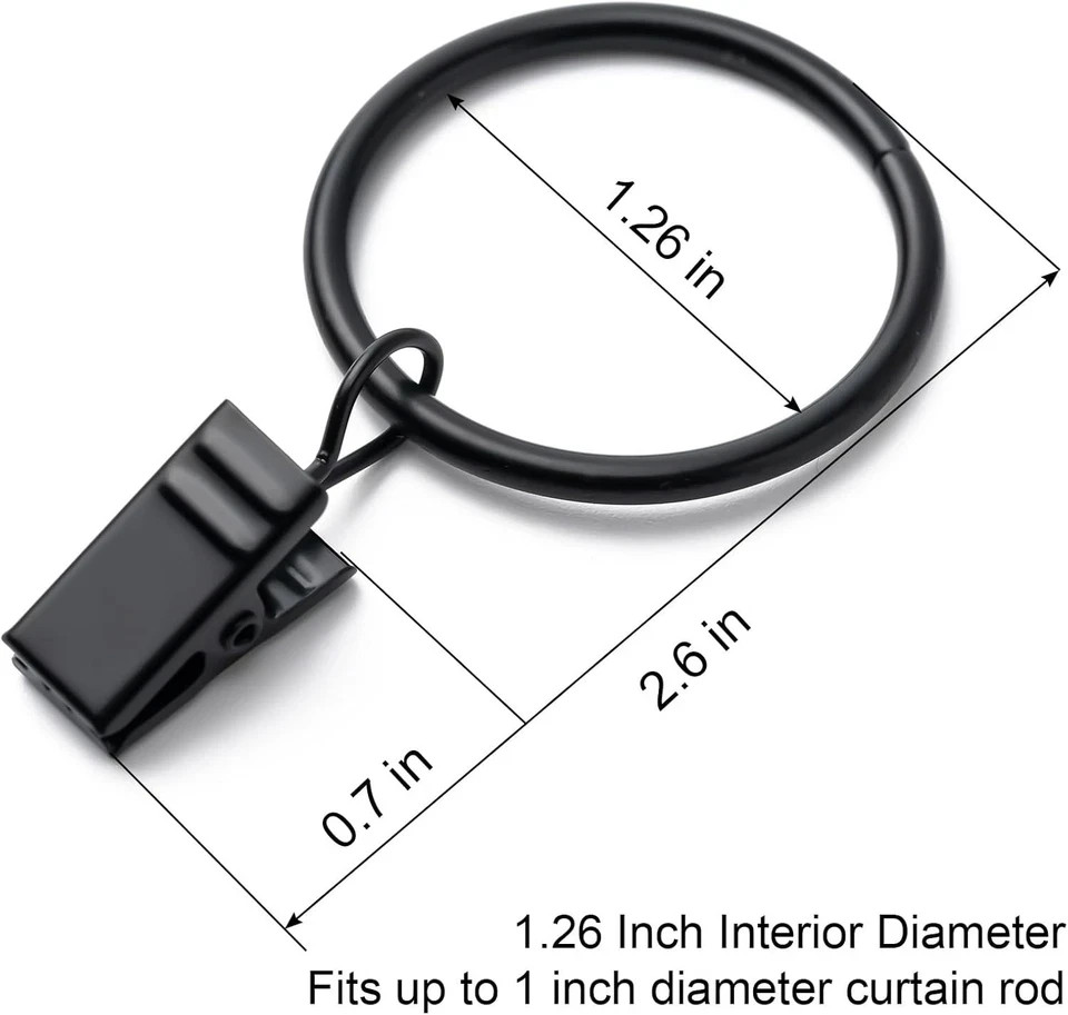 36 Pack Curtain Rings with Clips, Drapery Clips with Rings, Hangers Drapes Rings gallery