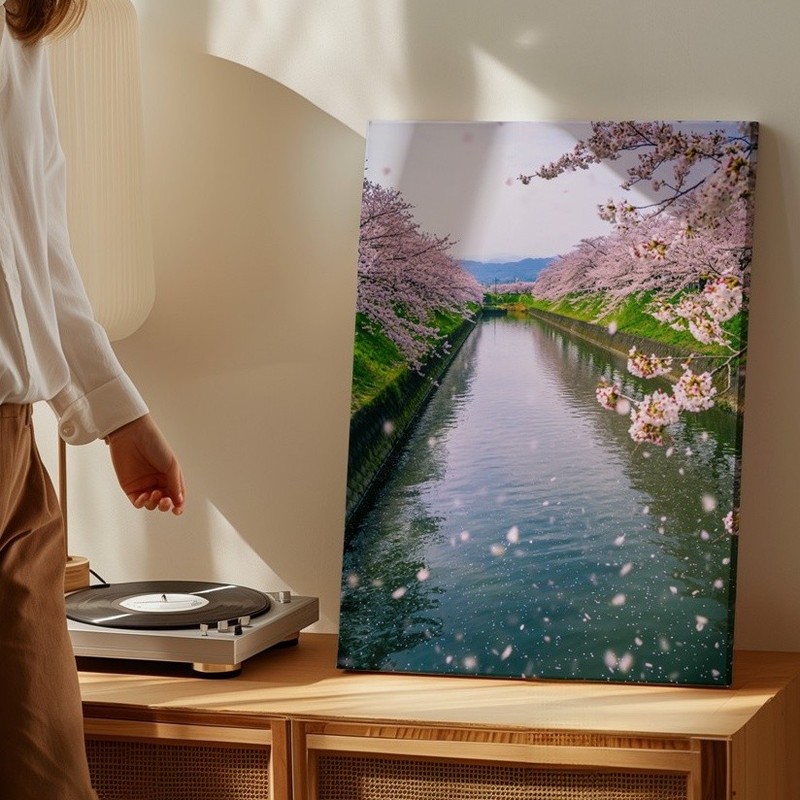 Serene Landscape Featuring A Tranquil River Bordered By Lush Greenery Wall Art gallery