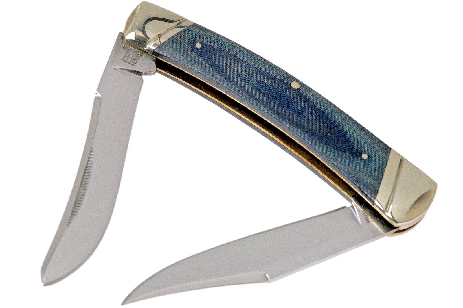 Large Moose Pocket Knife by Rough Ryder, T10 Carbon Steel, Denim Micarta Handles gallery