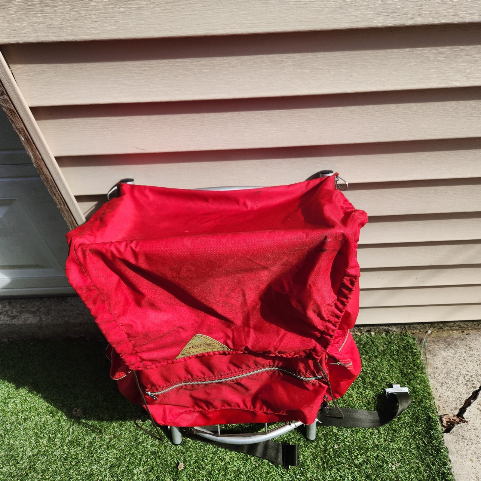 Vintage KELTY External Frame Hiking Backpack Multi Pocket Red 4