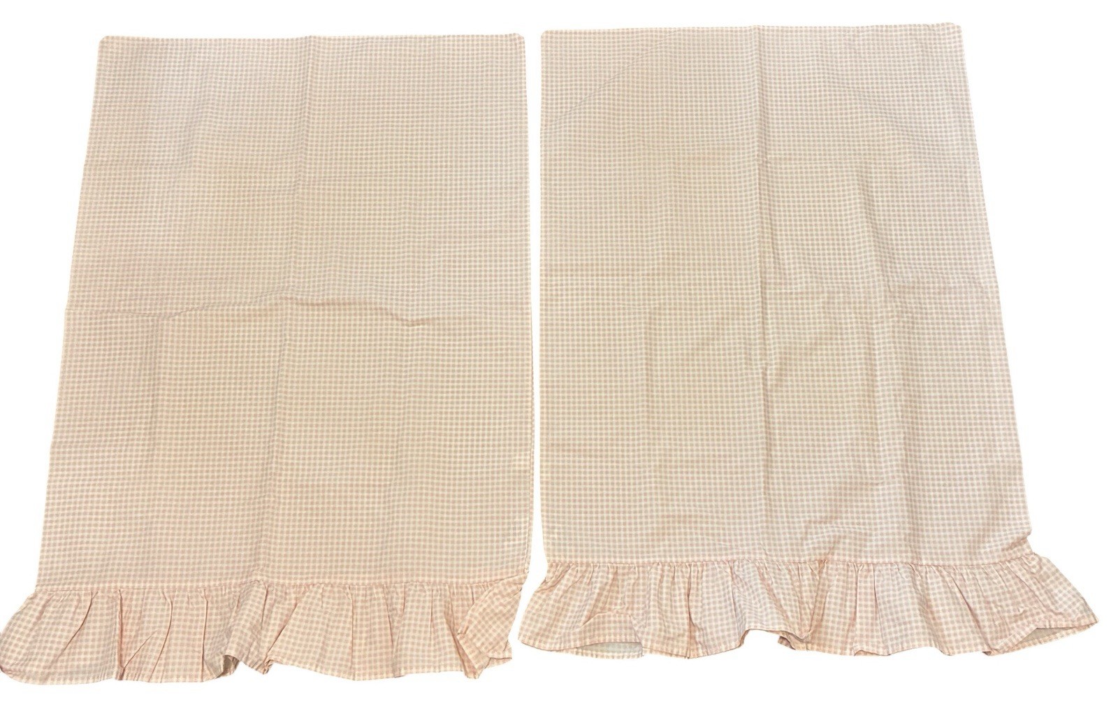 JCP Pillowcase Pair Ruffled Pink Gingham Smooth Touch Percale Standard 21x30 In gallery