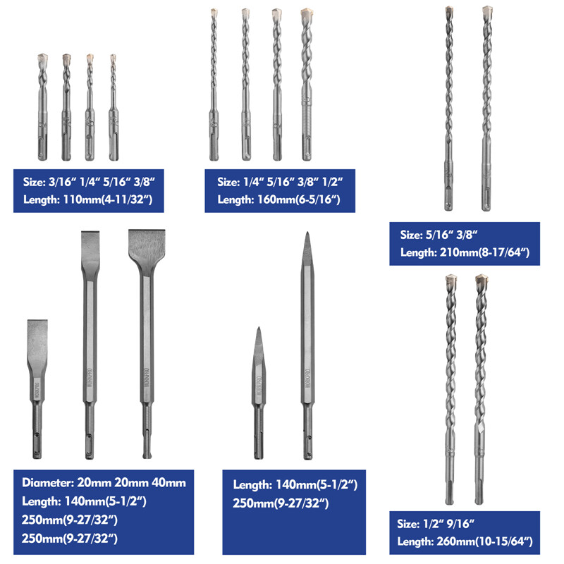 WORKPRO 17PC SDS-Plus Rotary Hammer Drill Bits and Chisel Set for Concrete Stone gallery