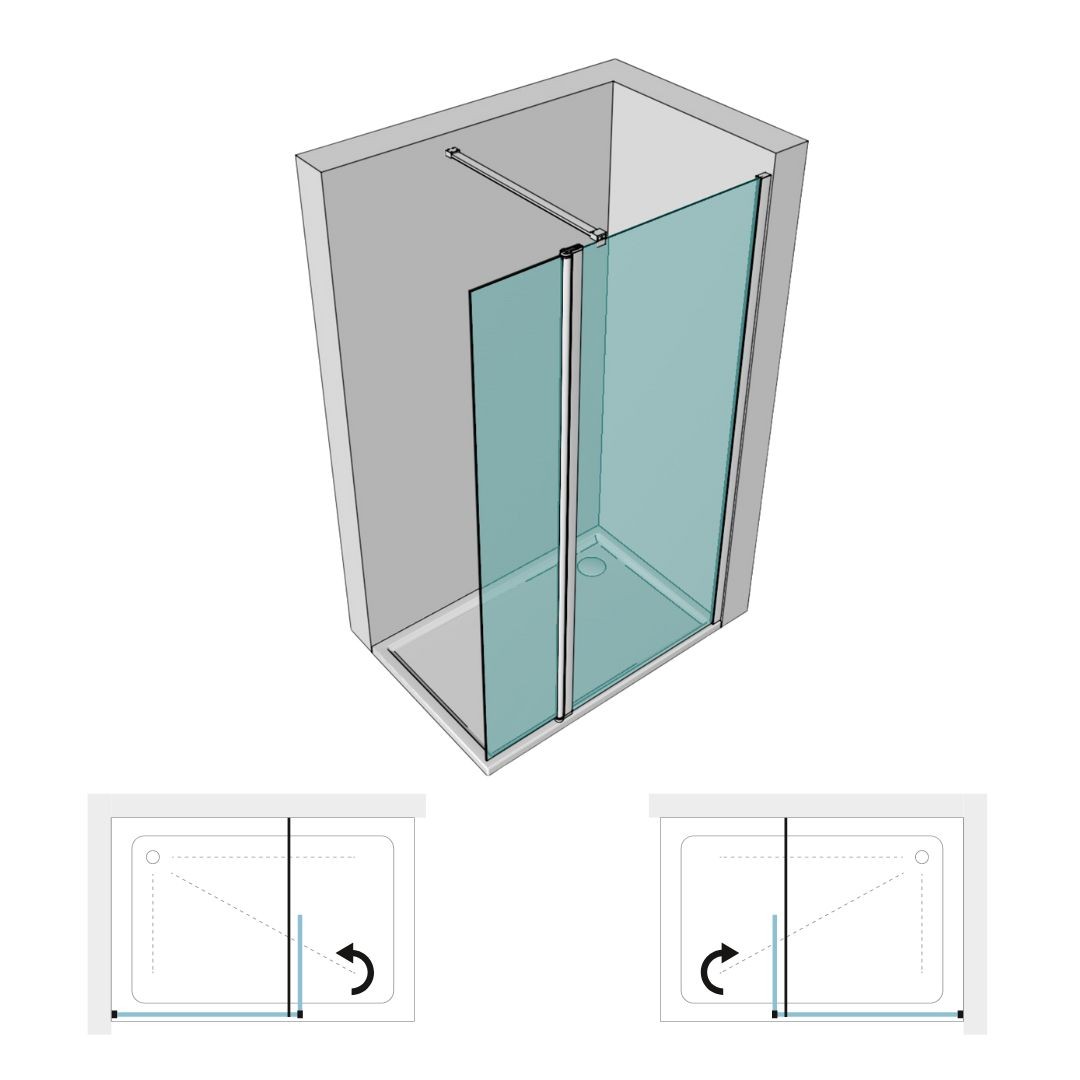 Lorna L112F Crystal Tilting Walk Shower Wall 8mm 107-109cm gallery