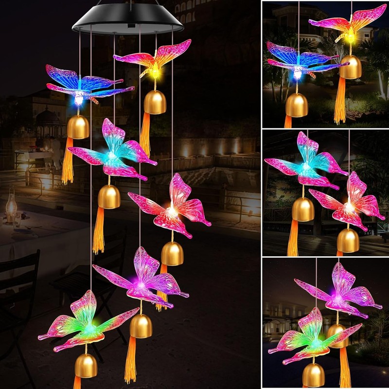Solar Powered LED Light Decor Wind Chimes Garden Hanging Colour Changing Outdoor gallery