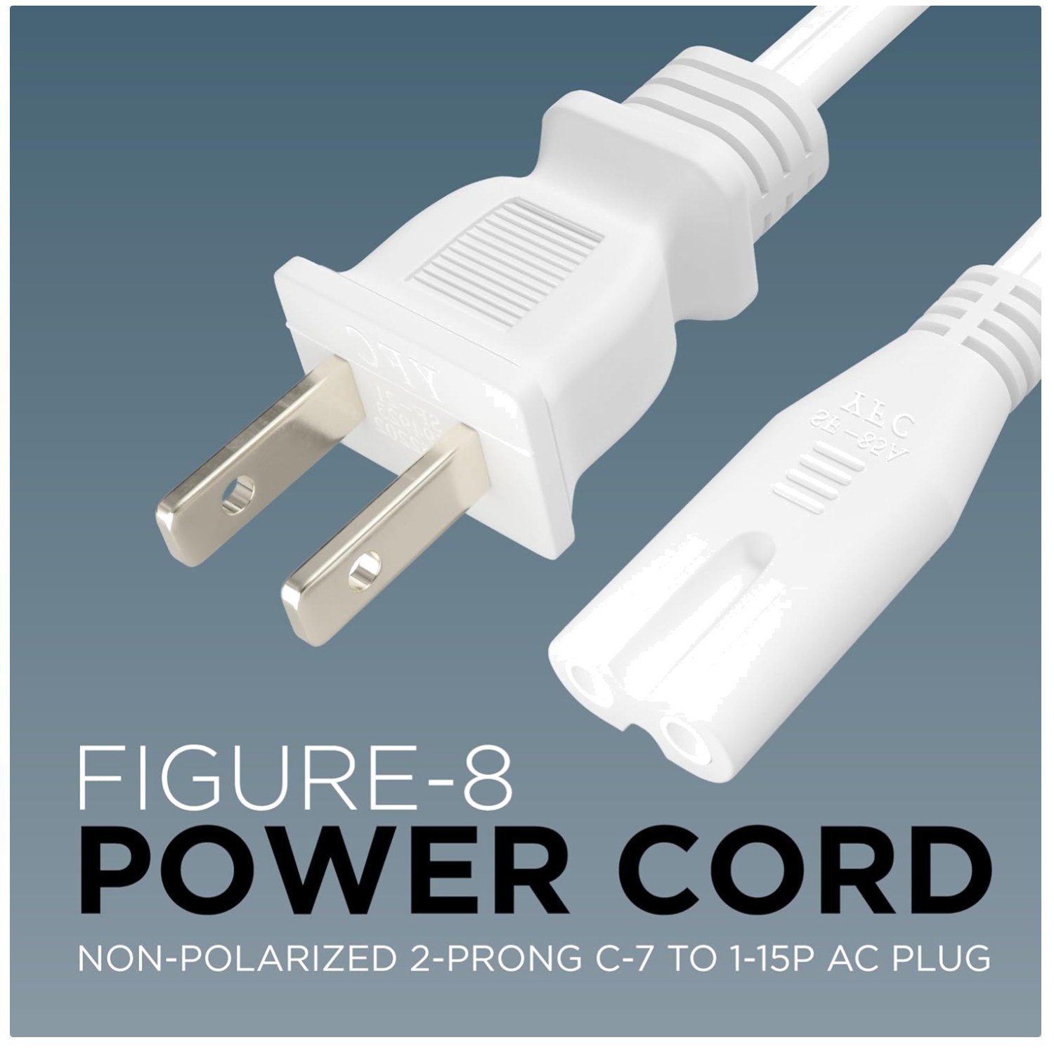 15ft White Non-Polarized Power Cord - Listed gallery