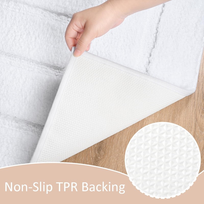 White Bathroom Runner Rug Non Slip Soft Absorbent Washable 24x60 Inch Mat gallery