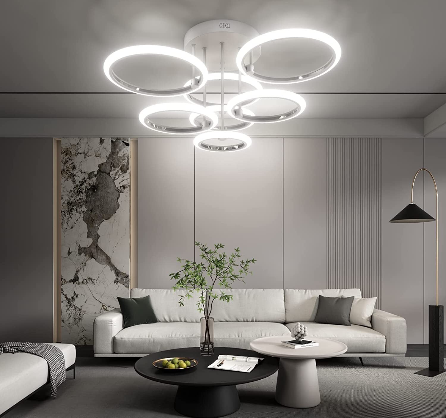 OUQI Led Ceiling Light Fixture Stepless Dimming 2700K-7000K Modern Ceiling Light gallery