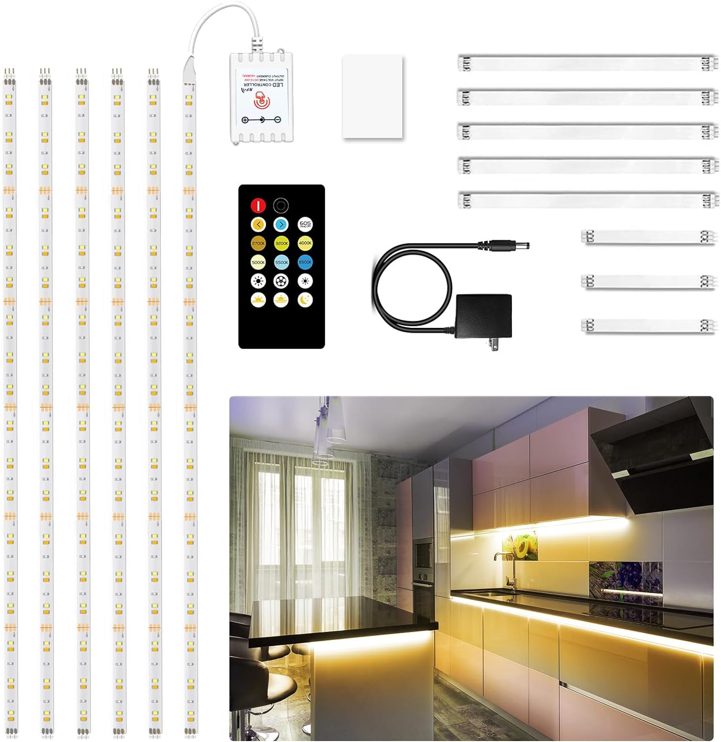 under Cabinet Lights, 6 PCS under Cabinet Lighting with Remote, Dimmable LED Str gallery