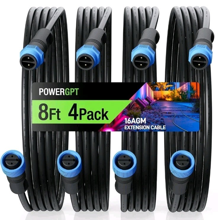 8-Foot (4 Pack) Waterproof Cable Extension for Philips Hue Outdoor 24V Lights gallery