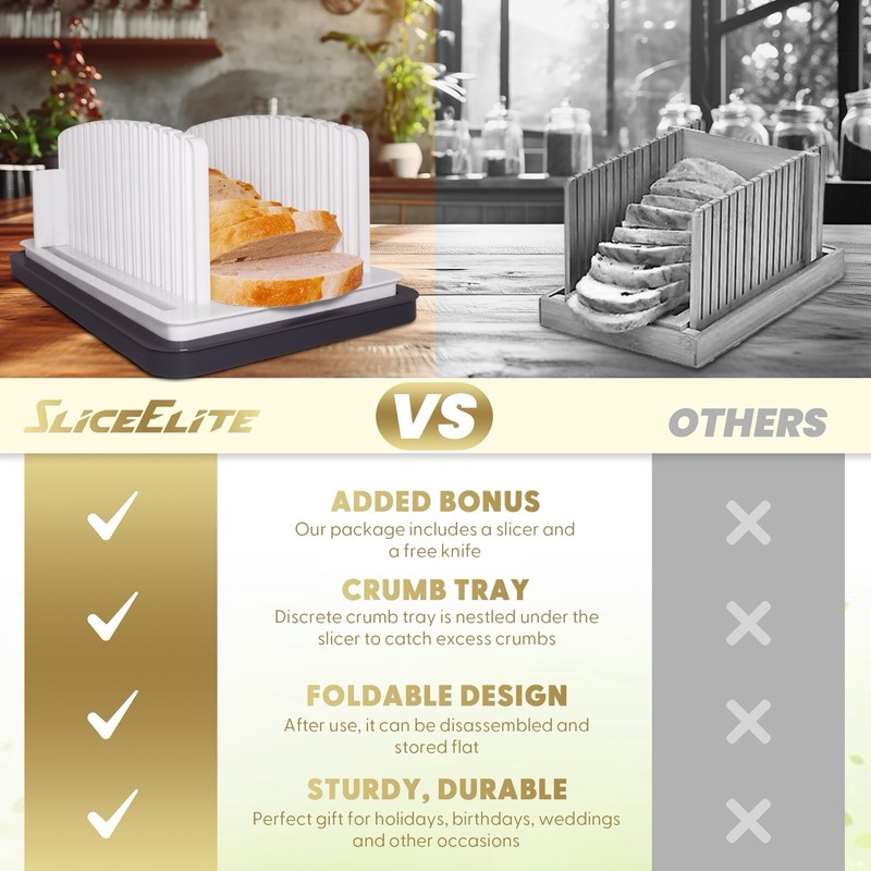 SliceElite Bread Slicer Guide With Bonus Bread Knife gallery