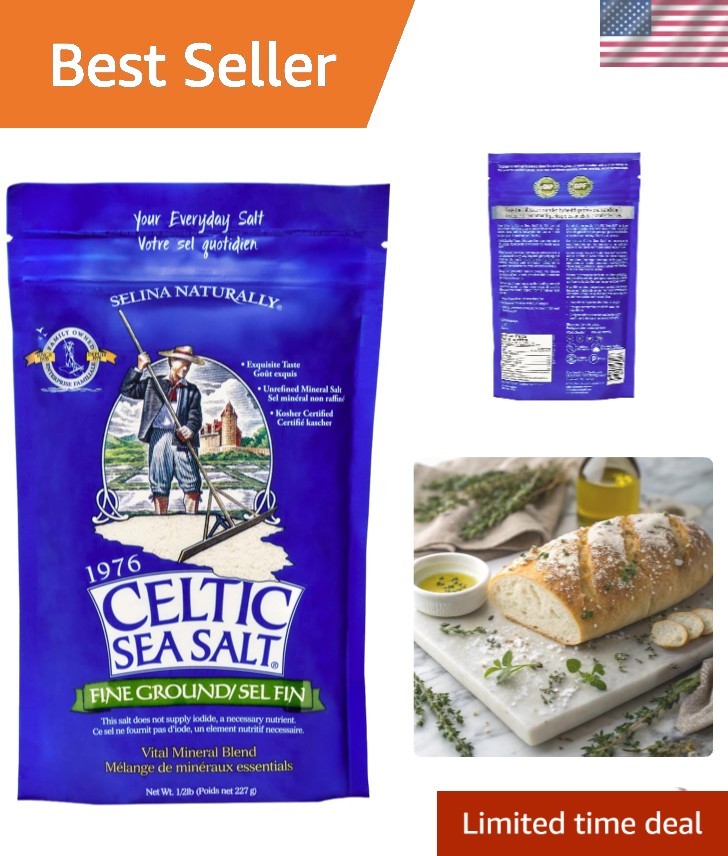 Fine Ground Celtic Sea Salt - Unrefined Mineral, 16oz Kosher Resealable Bag gallery