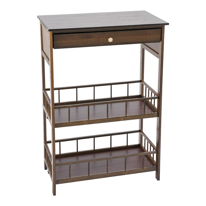 3 Tiers Side Table Side Table with Storage Drawer Bamboo End Table Tea Table gallery