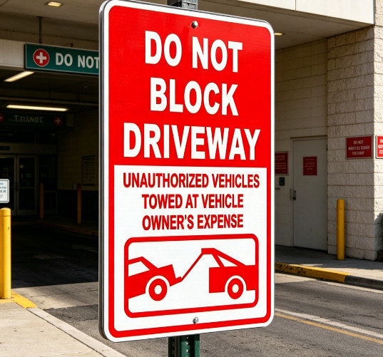 "Do Not Block Driveway" Metal Sign, No Parking Towing Warning Plaque Street gallery