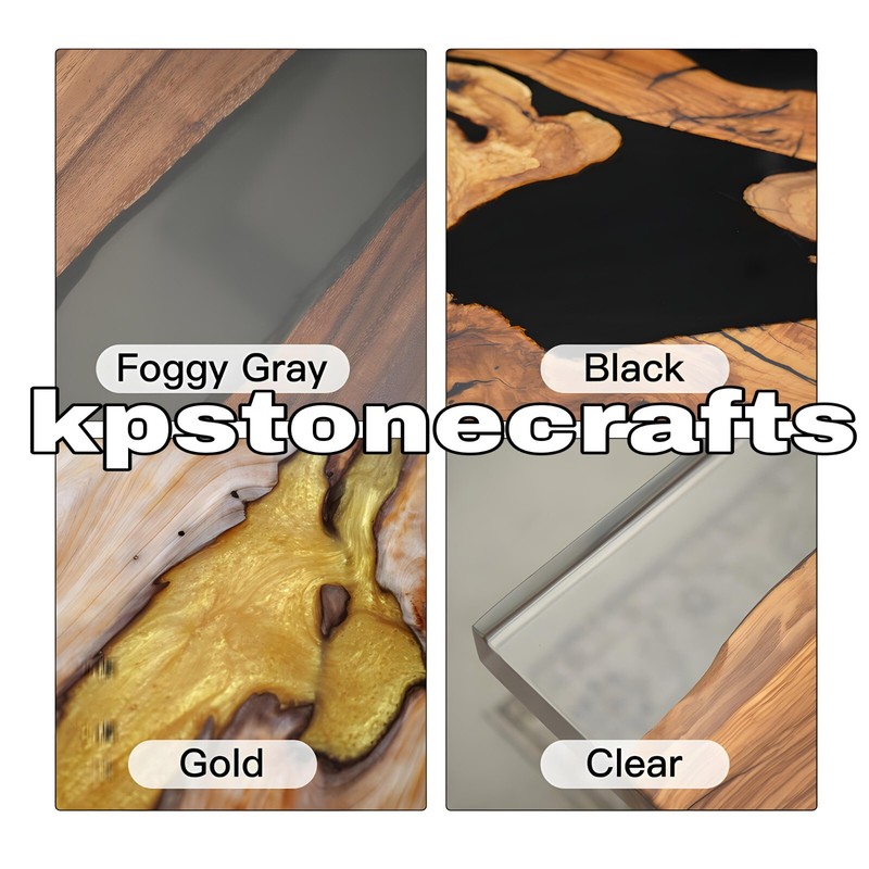 Glaiter Gray River Epoxy Table Top | Walnut Wood | Handmade Customizable Table gallery