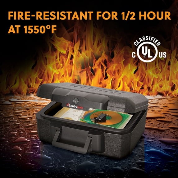SentrySafe 1200 Fire-Resistant Box Safe with Key Lock 0.18 Cu. ft., Black gallery