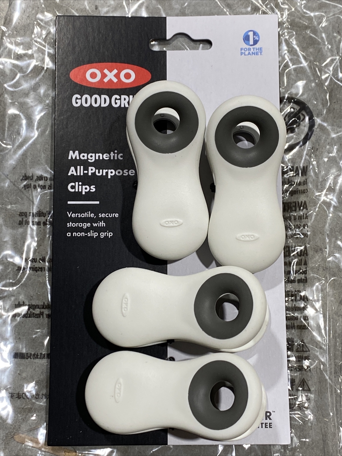OXO Good Grips Magnetic All-Purpose Clip 4 White Strong Kitchen Bag Clip New gallery