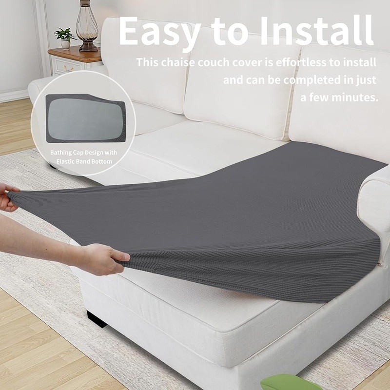 Stretchable Sofa Chaise Cover High Quality Fabric Easy Install Machine Washable gallery