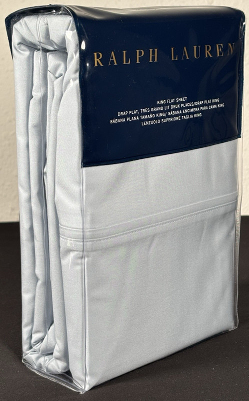 Ralph Lauren RL 464 Solid Percale King Flat Sheet Oxford Blue 464TC Cotton gallery