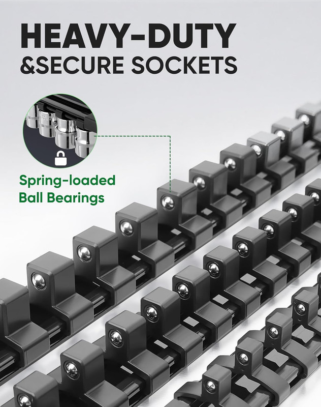 ALOANES 3PC ABS Socket Organizer, Socket Rails Fit 1/2 Inch Drive, Heavy Duty So gallery