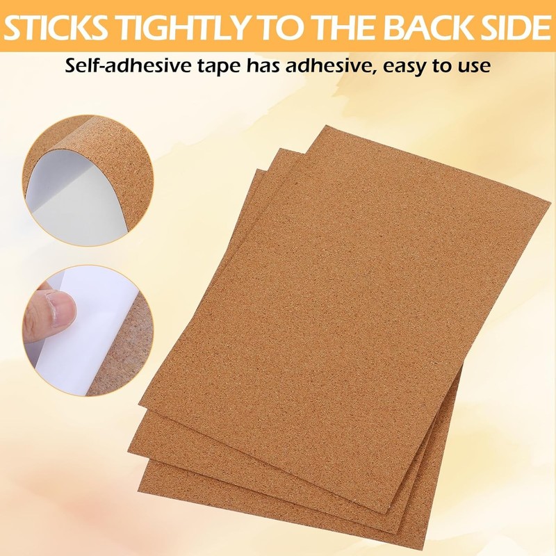 5PCS Self Adhesive Cork Sheets 1mm Thin Sticky Back Cork Boards for DIY Crafts gallery
