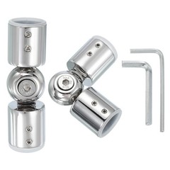 2Pcs Adjustable Window Corner Curtain Rod Connector for 1″ Rod Bright Silver