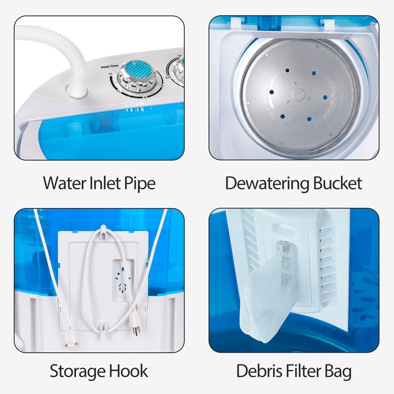 Portable Compact Lightweight Washer Twin Tub Laundry Washing Machine Spin Cycle gallery