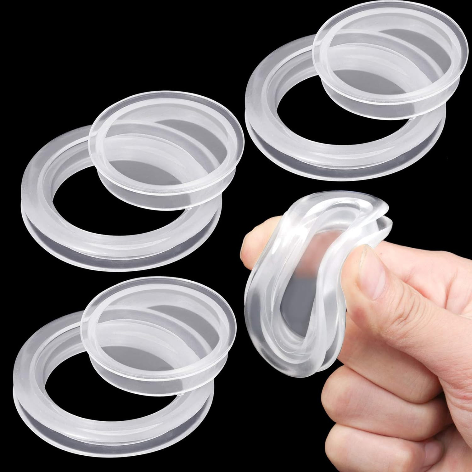 4 Pieces Silicone Patio Table Umbrella Hole Ring Plug and Cap Set for Glass Outd gallery